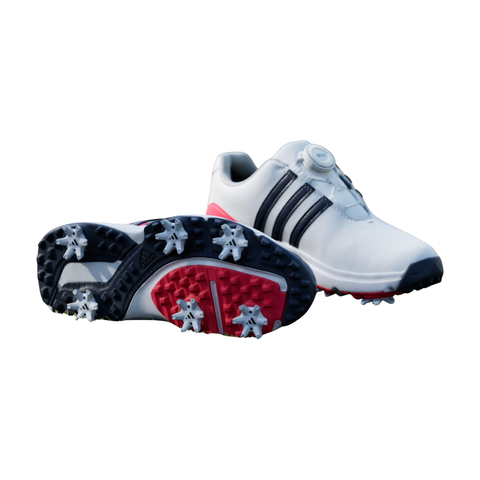Adidas Tour360 BOA Junior Golf Shoes | White/Navy/Red