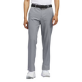 A person wearing Adidas Ultimate365 Mens Golf Pants in light gray, paired with a black belt, white shirt, and sneakers stands against a white background. The cropped image highlights these stylish Adidas pants designed for comfort and performance.