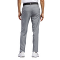 A person is seen from the back wearing Adidas Ultimate365 Mens Golf Pants in light gray, paired with a black belt, white shirt, and white sneakers, set against a white background.