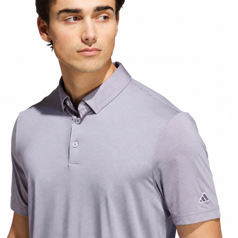 Adidas Ultimate365+ Pencil Stripe Climacool Men's Polo Frozen Purple/Slate - collar and sleeve detail
