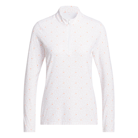 Adidas Ultimate365 Printed Quarter Zip Women's Polo Shirt White Pink S, view 4