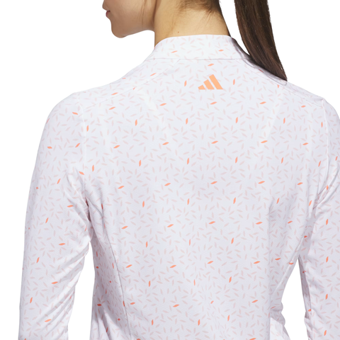 Adidas Ultimate365 Printed Quarter-Zip Women's Polo Shirt | White/Pink