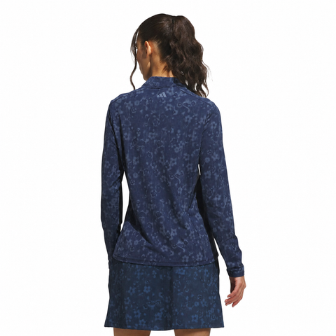 Adidas Ultimate365 Printed Quarter-Zip Women's Pullover Collegiate Navy - back model view on white