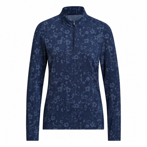 Adidas Ultimate365 Printed Quarter-Zip Women's Pullover Collegiate Navy - clean product view on white