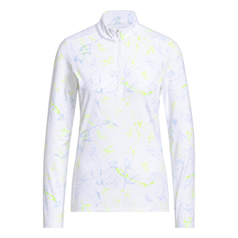 Adidas Ultimate365 Printed Quarter-Zip Women's Pullover Frozen Lemon - clean product view on white