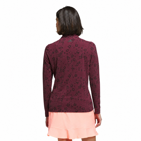Adidas Ultimate365 Printed Quarter-Zip Women's Pullover Maroon - back model view on white