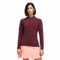 Adidas Ultimate365 Printed Quarter-Zip Women's Pullover Maroon - front model view on white