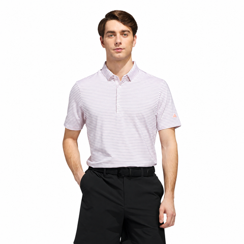 Adidas Ultimate365+ Three-Colour Stripe Polo White/Frozen Turquoise front model view