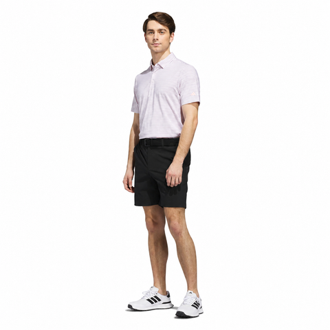 Adidas Ultimate365+ Three-Colour Stripe Polo White/Frozen Turquoise full model view