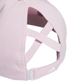 A close-up of the golf360nz Adidas Womens Crisscross Hat in Clear Pink, showing crisscross elastic bands, an adjustable strap with a white logo, and moisture-wicking fabric for lasting comfort.