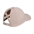 The Adidas Womens Crisscross Hat in Wonder Taupe features an open crisscross back, adjustable strap, and sun protection. The Adidas logo accents the lower left side—ideal as a women’s golf hat for sunny days.