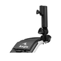 Close-up of the Axglo Adjustable Umbrella Holder in black and white, featuring its adjustable clamp and Axglo branding. This universal holder easily attaches to most golf push carts for versatile use on any golfing setup.