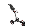The Axglo Tri-360 V2 Golf Trundler by Axglo features a foldable, three-wheel design with a 360° swivel front wheel for easy maneuvering. It comes in Grey/Red and includes a handle and storage compartment for added convenience on the course.