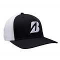 Black Bridgestone Eco Mesh Trucker Cap with white mesh back and raised B logo.