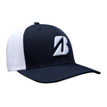 Navy Bridgestone Eco Mesh Trucker Cap with white mesh back and raised B logo.
