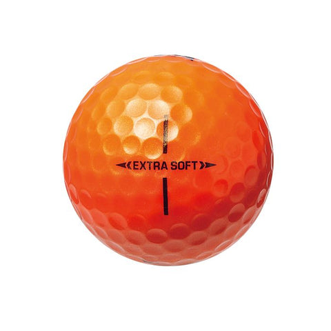 Bridgestone Extra Soft Orange golf ball showing alignment mark
