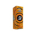 A rectangular orange box of Bridgestone e6 Soft Golf Balls displays bold graphics and the Bridgestone logo, highlighting soft feel, low driver spin, and long-distance performance.