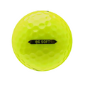 A yellow Bridgestone e6 Soft Golf Ball featuring dimples and e6 SOFT printed in black and yellow at the center, displayed on a white background—ideal for golfers looking for soft compression golf balls.