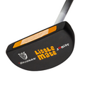 Close-up of the Brosnan Little Mate S7 Junior Golf Package Set putter in orange (Joey), featuring bold orange and white lettering, a textured orange face insert, and designed for kids by Brosnan.