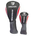 Two golf club headcovers labeled DRIVER and HYBRID feature black with red and white accents and the Brosnan name—made to complement the Brosnan Little Mate S7 Junior Golf Package Set | Red or any junior clubs.