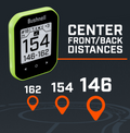 A graphic showing how the Bushnell Phantom 3 Slope GPS picks up distance to the front, centre and back of the green