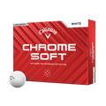 Red Callaway 2024 Chrome Soft golf ball dozen box with a white ball in front