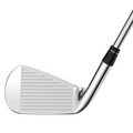 A close-up of the Callaway 2025 Apex Ai150 Mens Irons Set (4–PW) by golf360nz, showcasing its shiny metal head and precise grooves—an ideal upgrade to any mens irons collection.