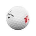 A Callaway 2025 Limited Edition Supersoft Aces Golf Ball in white, featuring the number 4, black Callaway logo, and red A symbol—ideal for golfers who value a soft feel.
