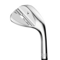 A close-up of the Callaway 2025 Opus SP Wedges | Chrome showcases precise milled grooves and “Opus” and “SP” engravings on its shiny silver club head, highlighting the premium quality associated with Callaway.
