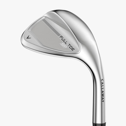Callaway 2026 Full Toe SP Chrome wedge - angled address view showing face shape and Callaway branding on the hosel