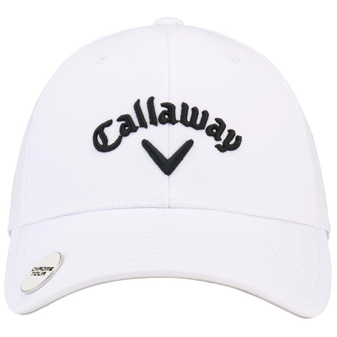 Callaway 2026 Stitch Magnet Adjustable Cap White/Black - front view with ball marker