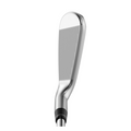 A close-up of the clubface from the Callaway Apex Ai200 2024 Irons Set (4-PW), showing the precise grooves and reflective forged surface created by Ai Smart Face Technology, isolated on a white background.