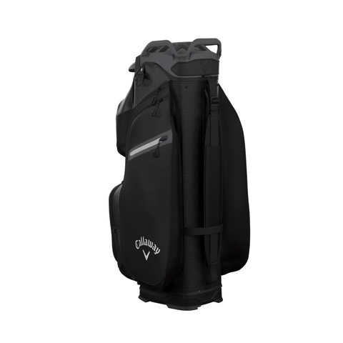 The Callaway Cargo 25 Cart Bag by Callaway, shown upright on a white background, features multiple zippered pockets and the brand logo—an ideal premium golf cart bag for New Zealand golf enthusiasts.