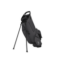 The Callaway Chase Stand Bag 2025, a lightweight black golf bag from Callaway with two extended legs and multiple side pockets, stands upright on a white background.