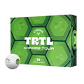 Callaway Chrome Tour TRTL dozen box and turtle golf ball on a white background