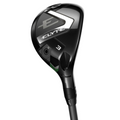 A close-up of the Callaway Elyte Hybrid by Callaway, showcasing its modern, lightweight design with metallic accents and a number 3 on the clubhead. This hybrid offers forgiving performance for golfers seeking improved play.