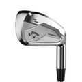 A close-up of Callaway Elyte Max Fast Womens Irons Set (6-PW + SW) shows the textured, polished face—perfect for golfers wanting lightweight irons with maximum forgiveness.
