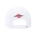 The Callaway Elyte Tour Authentic Performance Pro Hat by Callaway is displayed from the back, showing “Odyssey” and a red target logo above the adjustable strap, plus a small black V on the corner of this white mesh golf hat.