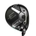 Close-up of the Callaway Elyte Triple Diamond Fairway Wood club head, showcasing black, silver, and green accents, Callaway branding, adjustment screws, and a sleek design for precision performance and low spin.