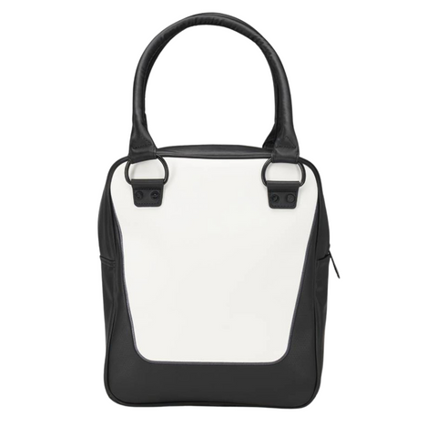 The Callaway Practice Caddy by Callaway features black handles and sides, a white front panel, a structured shape, and a side zipper for convenience.