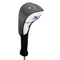 A black, white, and gray Callaway headcover with X branding keeps clubs from the Callaway Junior XT 10-Piece Golf Set protected.
