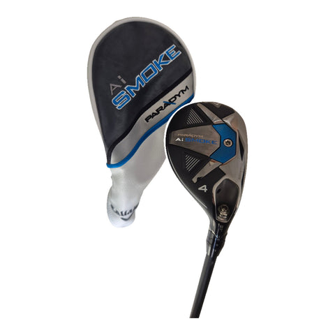 Actual Callaway Paradym Ai Smoke 4 Hybrid, 21°, Cypher 70 6.0 Stiff, Right-Handed, Used - Excellent on white background