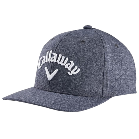 The Callaway Performance Pro Hat by Callaway is dark gray with white embroidered logo and text, featuring moisture-wicking fabric, a curved brim, and a structured design.