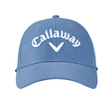 The Callaway Performance Pro Hat in light blue features a textured design, white embroidered Callaway logo on the front, and moisture-wicking fabric to keep you cool on or off the course.