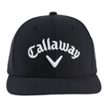 The Callaway Performance Pro Hat is a black golf cap with white embroidered Callaway text and logo on the front. Made from moisture-wicking fabric for comfort, its from the brand Callaway and shown against a white background.