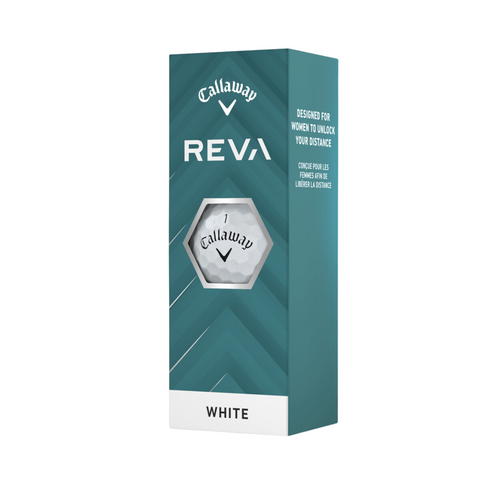 Callaway REVA Golf Balls by Callaway are designed for women, featuring a low-compression core to deliver greater distance and a softer feel.