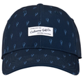 The Callaway Relaxed Retro Cap is a navy blue hat with a white patch logo, featuring a subtle golf tee and ball pattern—ideal for vintage golf style fans in NZ.