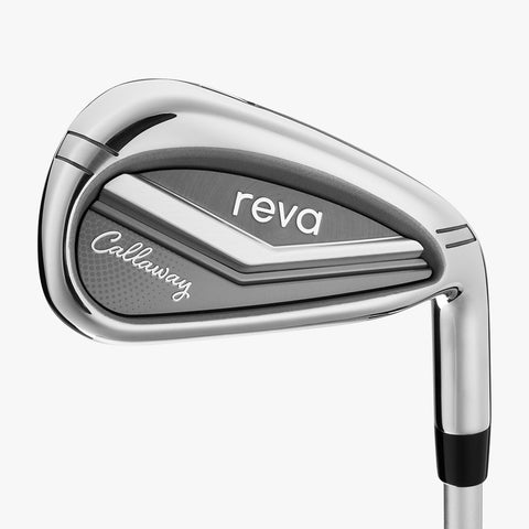 Callaway REVA 2026 women’s cavity-back iron in black finish, studio close-up