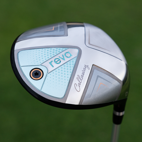 Callaway REVA 2026 Peach/Surf women’s driver head at address