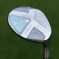 Callaway REVA 2026 Peach/Surf women’s fairway wood head at address